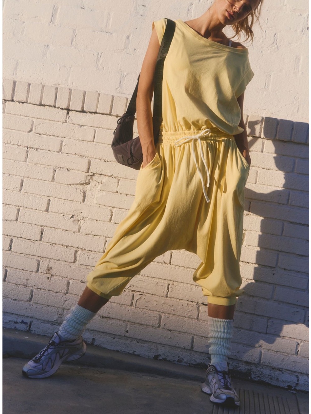 Free People Sunlit Yellow hot shot Harem-Style Romper
